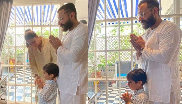 Kareena Kapoor, Saif Ali Khan celebrate Ganesh Chaturthi with Taimur: See Photos