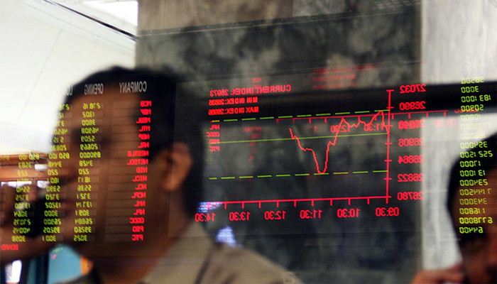 Digital board displaying share prices at the Pakistan Stock Exchange. — AFP/File