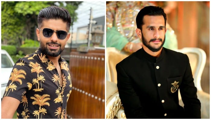 Babar Azam (L ) says Hassan Ali(R) was looking nice all dressed up. Pictures via Twitter babarazam258RealHa55an