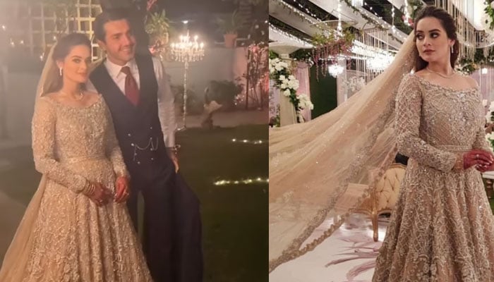 First look: Minal Khan, Ahsan Mohsin Ikram glow in marital bliss at their reception