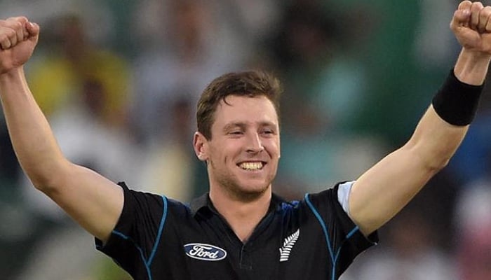 Matt Henry celebrates after dismissing a batsman. Photo: AFP