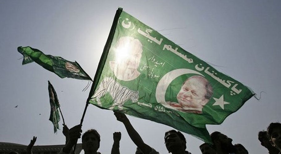 PML-N supporters wave their party flag. Photo: File