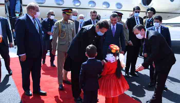 Prime Minister Imran Khan landed in Dushanbe.
