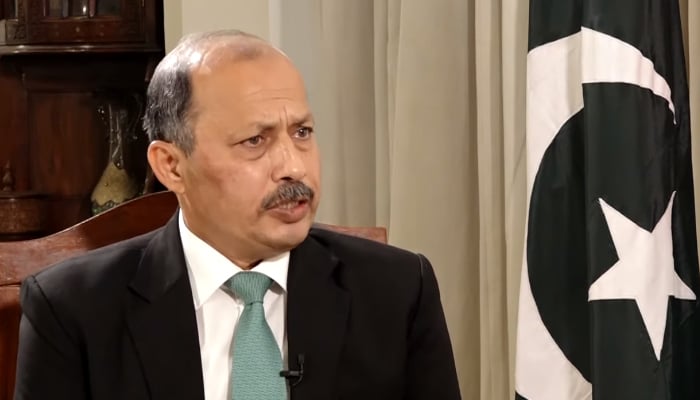 Pakistan Ambassador to Afghanistan Mansoor Ahmad Khan speaks to Ariana News during an interview. — Screengrab via YouTube