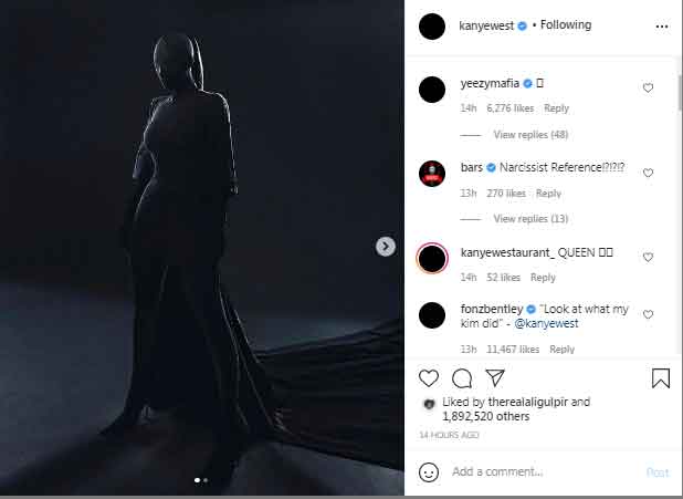 Kanye West shares Kim Kardashians Met Gala picture