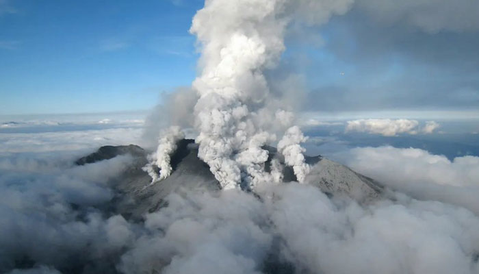 Mount Otake erupted on March 31, 2021. Twitter