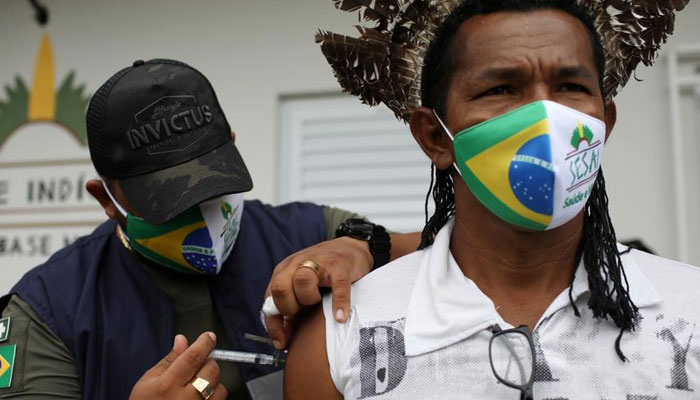 A Brazilian man getting Covid-19 shot. File photo