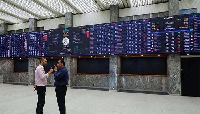 Traders are standing in the main hall of Pakistan Stock Exchange in Karachi. — Reuters/File