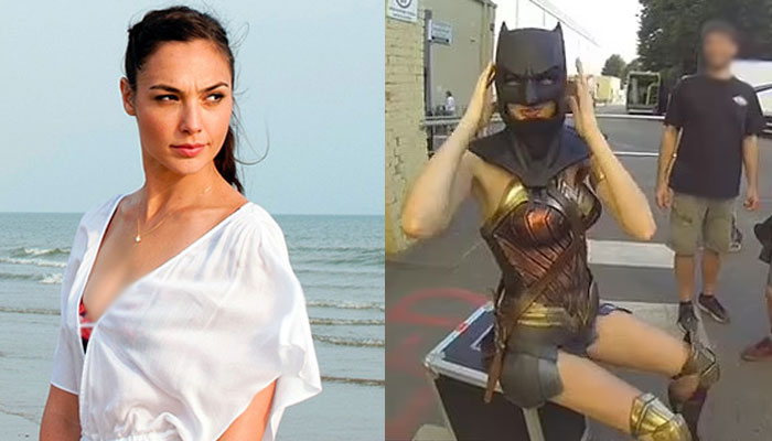 Gal Gadot gives villainous impression in Ben Afflecks Batman mask
