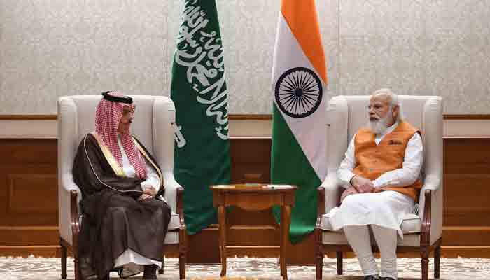 Saudi Foreign Minister Faisal Bin Farhan Al Saud meets Indian PM Narendra Modi in New Delhi.