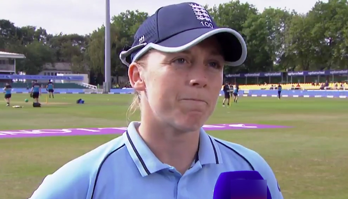 England womens team skipper Heather Knight speaks to Sky Sports, on September 21, 2021. —