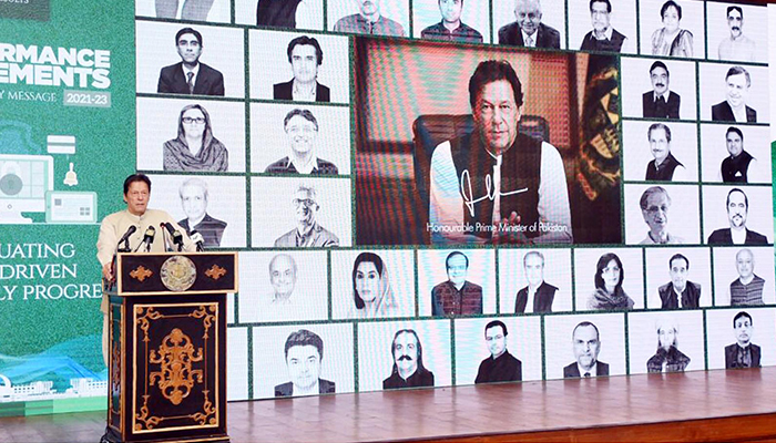 Prime Minister Imran Khan addressing a ceremony in Islamabad, on September 22, 2021. — PID