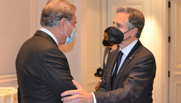 Foreign Minister Shah Mehmood Qureshi stressed on peace and stability in the region in a meeting with US Secretary of State Antony Blinken on the sidelines of the UN General Assemblys 76th session. Twitter