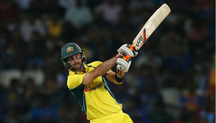 Australias Glenn Maxwell hits a ball for a boundary. Photo: AFP