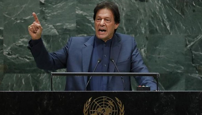 Prime Minister Imran Khan addressing the 74th session of the United Nations General Assembly in New York. — Reuters/File