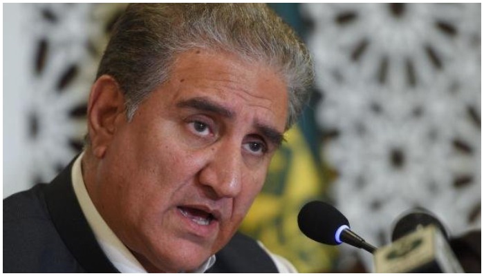 Foreign Minister of Pakistan Shah Mahmood Qureshi speaking during a ceremony. Photo: AFP.
