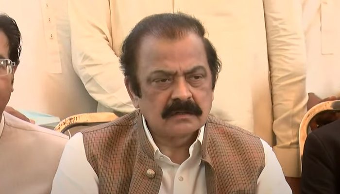 PML-N leader Rana Sanaullah addressing a press conference in Lahore, on September 27, 2021. — YouTube/HumNewsLive