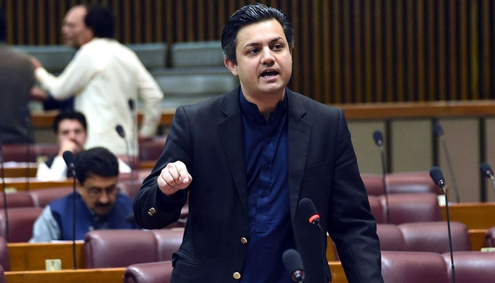 Federal Minister for Energy Hammad Azhar speaks on the floor of the National Assembly in this undated photo. — Twitter/File