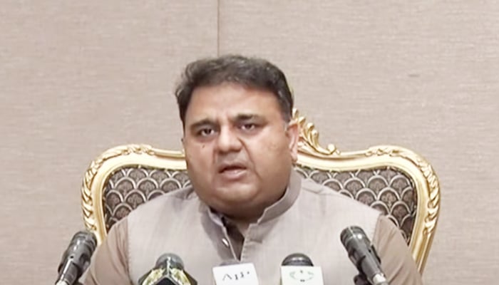 Federal Minister for Information Fawad Chaudhry addressing a post-cabinet press conference in Islamabad, on September 28, 2021. — YouTube/HumNewsLive
