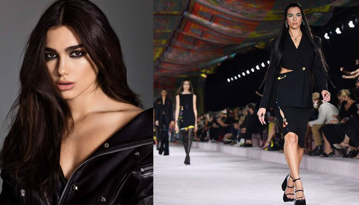 Dua Lipa makes her runway debut at Versaces show during Milan Fashion Week