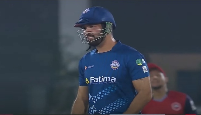 Southern Punjab batsman Sohaib Maqsood after hitting a six. Photo: PCB YoutTube account.