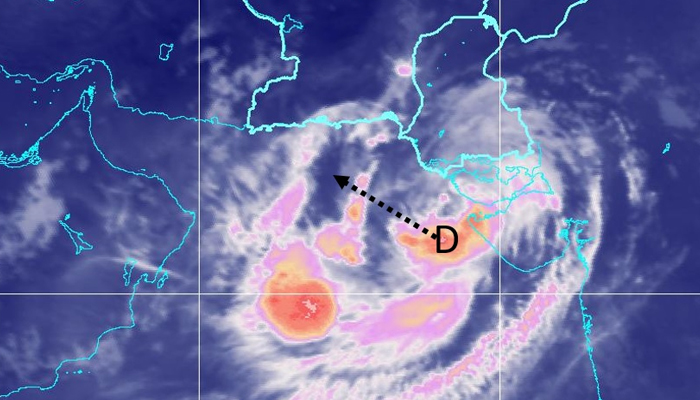 This September 30, 2021 satellite image shows Tropical Cyclone forming in the Northeast Arabian Sea. — PMD