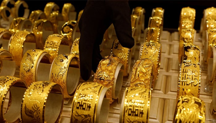 Gold rates in Pakistan are around Rs1,500 below cost compared to the gold rate in the Dubai market. — Reuters/File