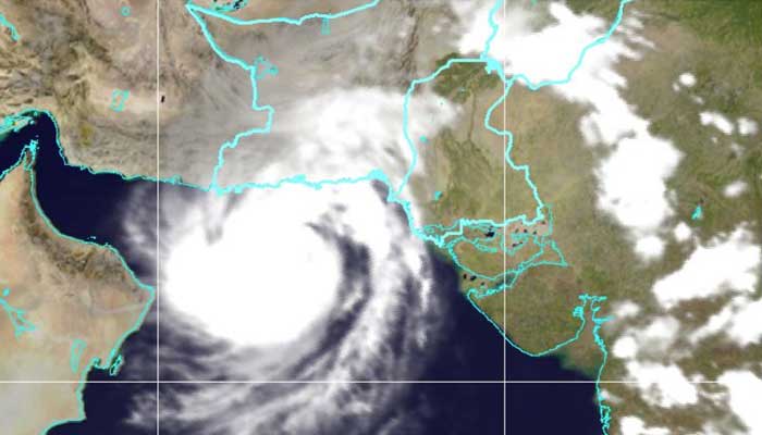 Satellite image of cyclonic storm Shaheen, taken at 1700 PST, on October 1, 2021. Photo courtesy PMD/ Tropical Cyclone Warning Centre, Karachi