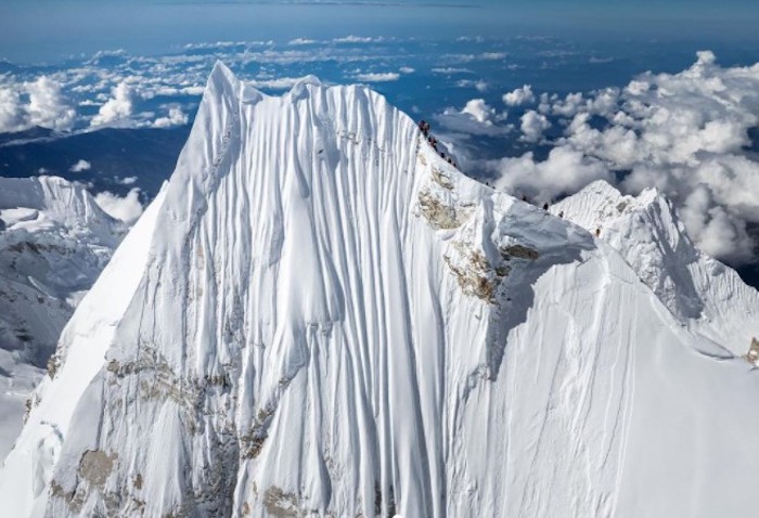 Drone view from the east at Manaslu Mountain. Photo: Jackson Groves/ Instagram