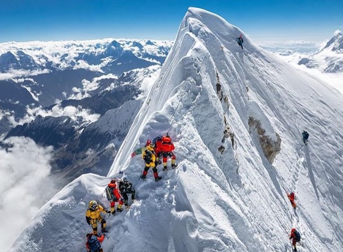 Scenes from a summit of the Manaslu Mountain. Photo: Jackson Groves/ Instagram