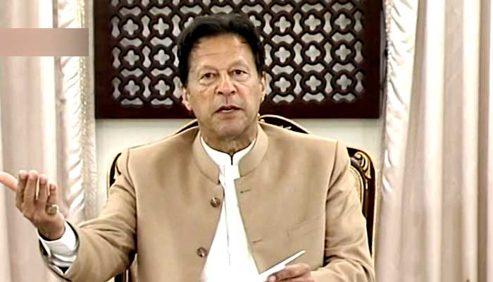 PM Imran Khan addresses the nation. Photo: File