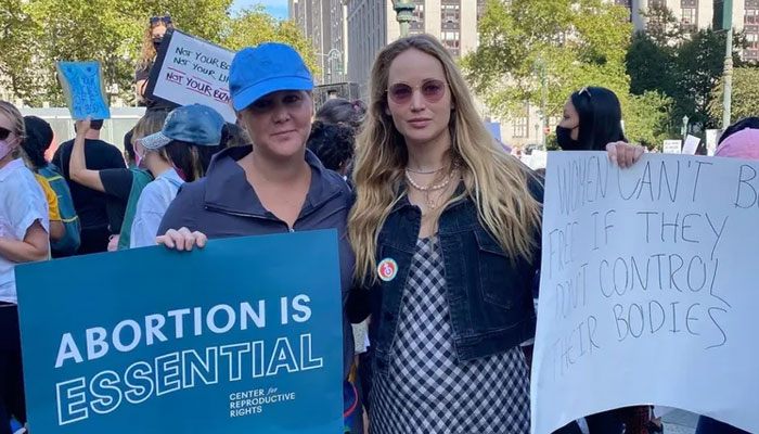 Jennifer Lawrence, Amy Schumer expressed their solidarity by joining a Rally for Abortion Justice event