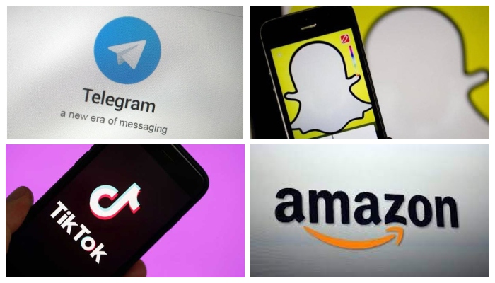 Picture collage showing logos of different social media apps. Photos: Reuters/ Twitter/ AFP