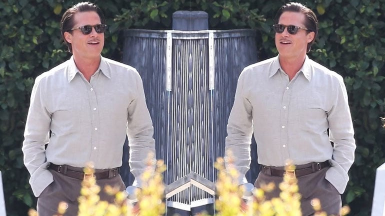 Brad Pitt looks dashing with mustache on set of his upcoming film