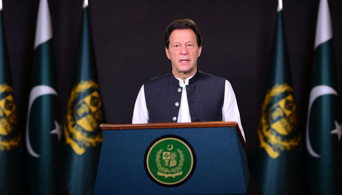 Prime Minister Imran Khan delivers remarks during World Leaders Summit Dialogue organised by the United Nations Conference on Trade and Development (UNCTAD), on October 5, 2021. — Photo courtesy Twitter/Shahbaz Gill