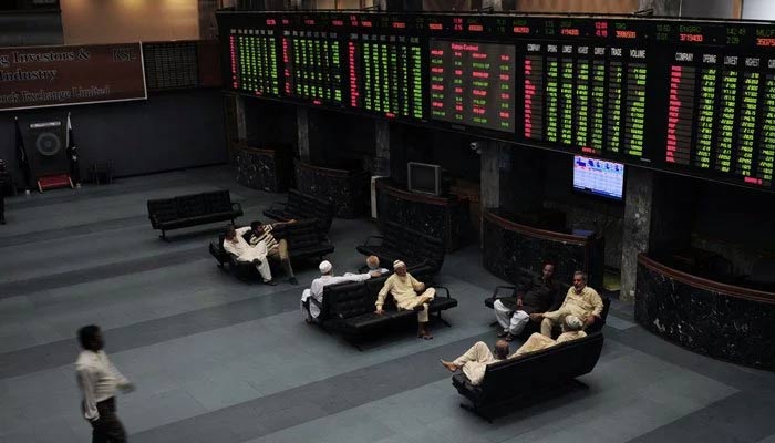 Traders are sitting in the main hall of the Pakistan Stock Exchange. — Reuters/File