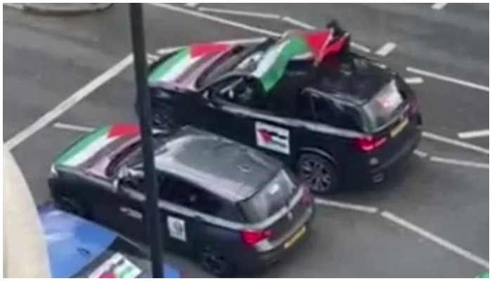 A convoy of cars participating in a pro-Palestine rally on May 16 in North London. Photo provided by the reporter.