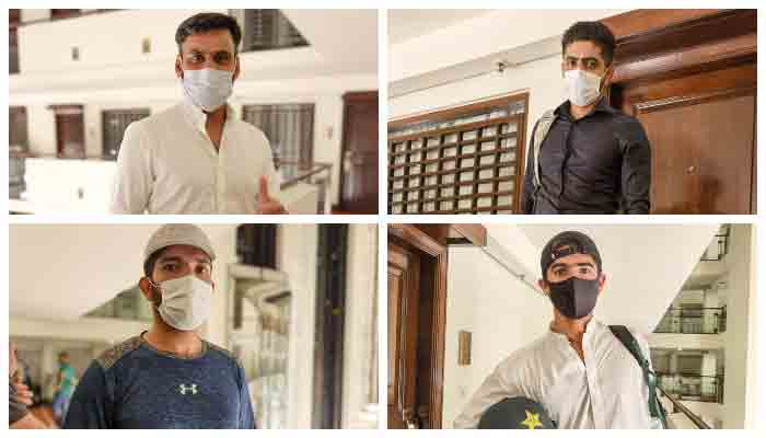 Pakistan cricketers after reporting at a hotel in Lahore.
