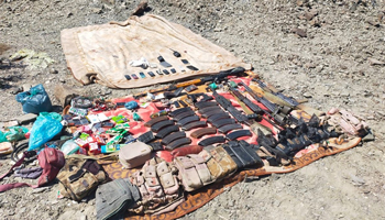 The weapons and ammunition recovered from the terrorists in Balochistans Awaran area on October 9, 2021. — ISPR
