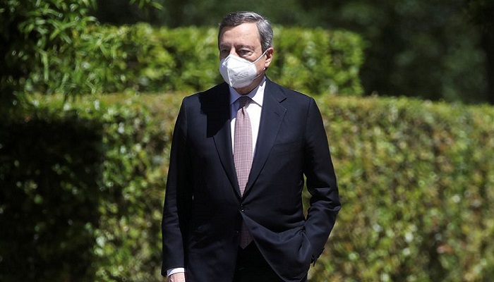 Italian Prime Minister Mario Draghi arrives for the virtual G20 summit on the global health crisis, at Villa Pamphilj in Rome, Italy, May 21, 2021. Photo: Reuters