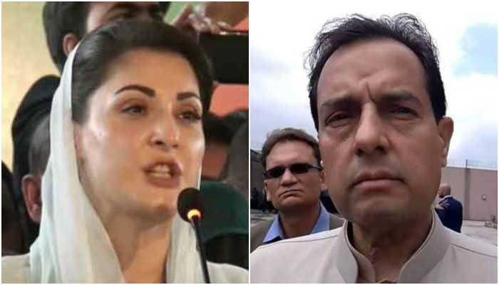 PML-N Vice President Maryam Nawaz (L) and retired Captain Muhammad Safdar. — Geo News/File