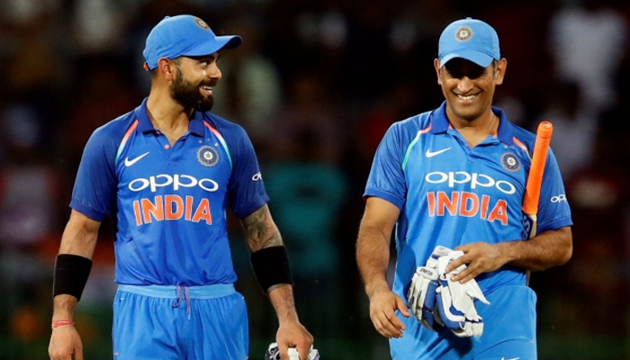 Indian captain Virat Kohli (left) andformer skipper Mahendra Singh Dhoni. — Reuters/File