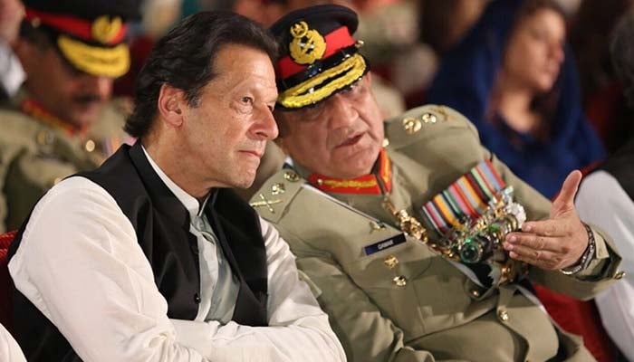 File photo shows Prime Minister Imran Khan (left) with Chief of Army Staff General Qamar Javed Bajwa at the Defence and Martyrs Day 2018 at the Armys General Headquarters in Rawalpindi.— ISPR/File