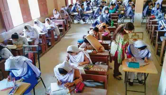 Students appear in the intermediate exams. File photo