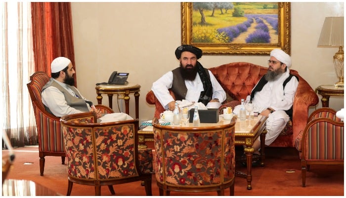 Taliban delegates, Shahabuddin Delawar and Khairullah Khairkhwa are pictured ahead of the meeting with U.S. and European delegates in Doha, Qatar October 12, 2021. Reuters/Stringer.
