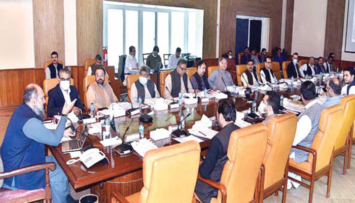 Balochistan Chief Minister Jam Kamal Khan is presiding over a cabinet meeting. Photo: file