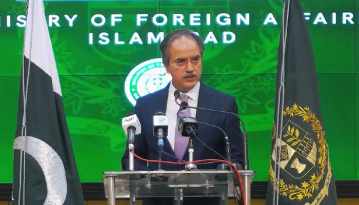 Foreign Office spokesperson Asim Iftikhar Ahmad speaks during a press conference. — RadioPakistan/File