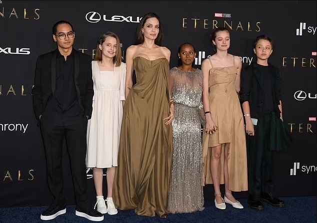 Angelina Jolies daughter Zahara raids mothers closet for Eternals premiere