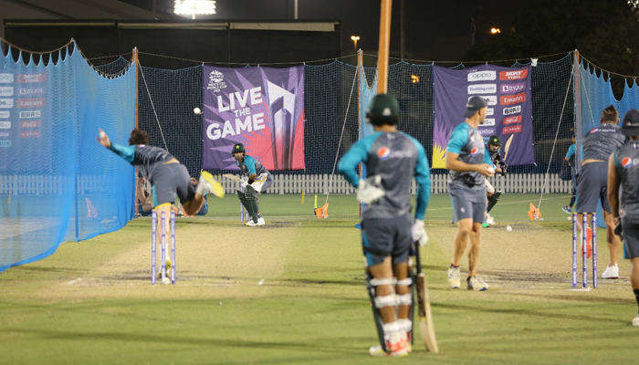 Pakistan squad practicing at ICC Academy Ground ahead of their second warmup match with South Africa tomorrow. — Twitter/TheRealPCB