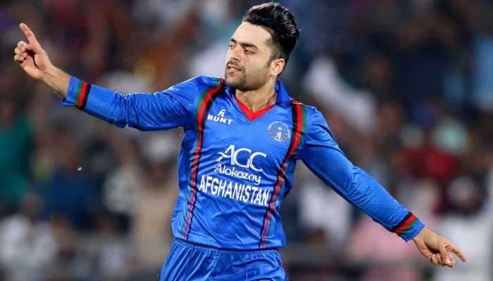 Afghan spinner Rashid Khan celebrates after taking a wicket. Photo: AFP